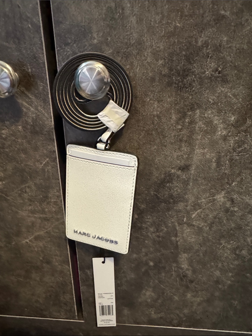 Marc Jacobs White Leather ID Card Holder with Matching Strap